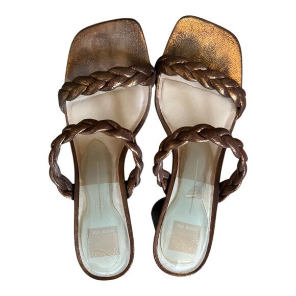 Dolce Vita Metallic Bronze Braided Block Heel Sandals. Size 9 1/2 - Picture 4 of 8